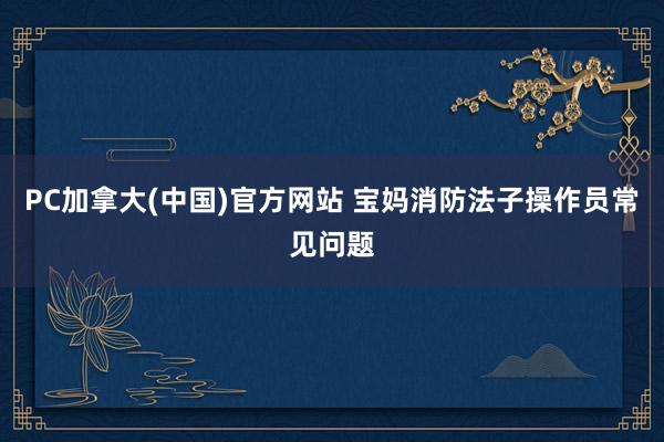PC加拿大(中国)官方网站 宝妈消防法子操作员常见问题