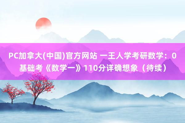PC加拿大(中国)官方网站 一王人学考研数学：0基础考《数学一》110分详确想象（待续）