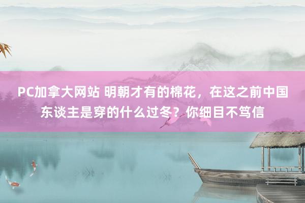 PC加拿大网站 明朝才有的棉花，在这之前中国东谈主是穿的什么过冬？你细目不笃信