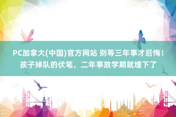 PC加拿大(中国)官方网站 别等三年事才后悔！孩子掉队的伏笔，二年事放学期就埋下了
