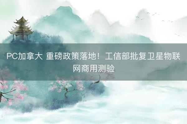PC加拿大 重磅政策落地！工信部批复卫星物联网商用测验